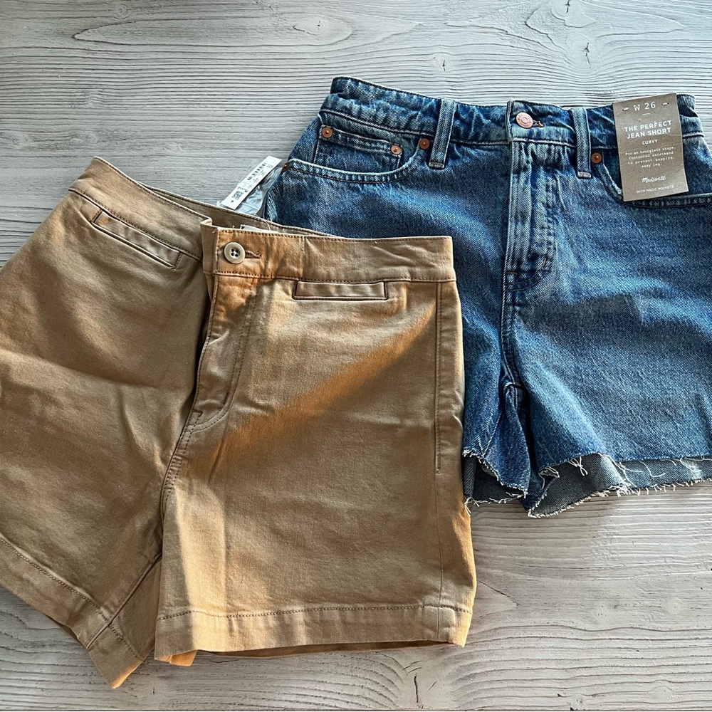 Madewell Blue and Tan Shorts